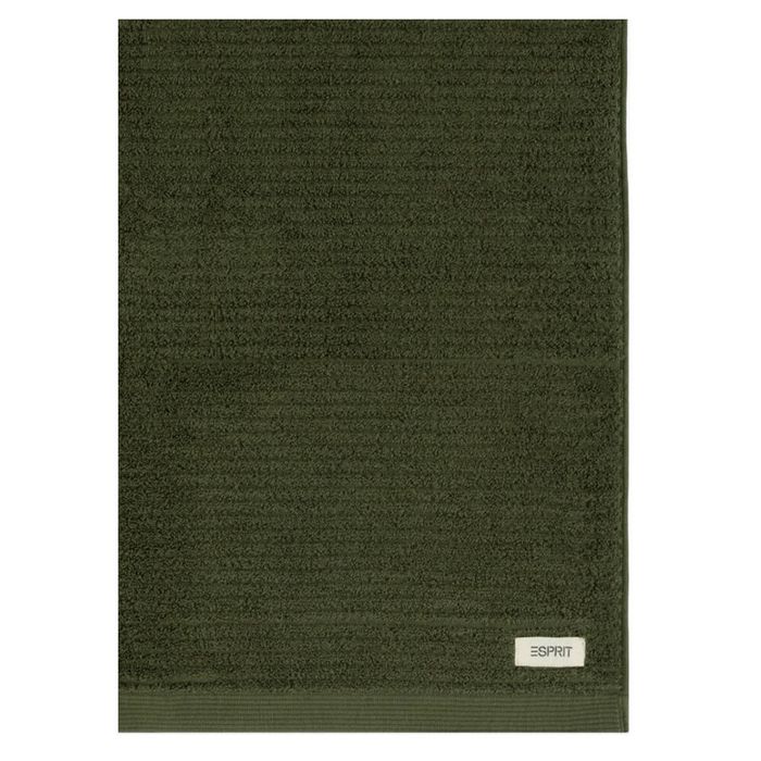 Esprit 600GSM Porto Cotton Ribbed Bath Sheet 74x168cm Olive Khaki Green