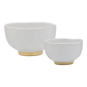 Ecology Speckle Set of 2 Footed Bowls - Milk