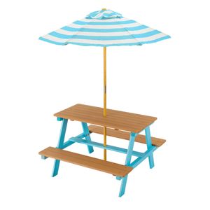 Teamson 120cm Aqua Dakota Picnic Table with Umbrella