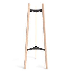 MIUZ 9-Hook Coat Rack with White Wax Solid Wood and Carbon Steel Frame