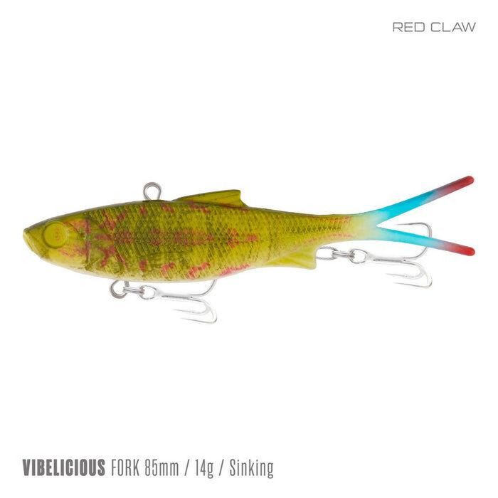 Samaki Vibelicious Fork Tail Vibe 85mm Soft Plastic Fishing Lure Red Claw