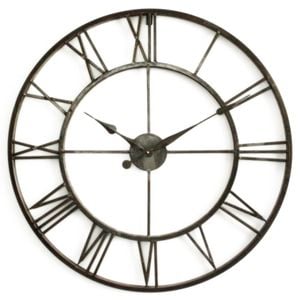 P&P Dark Brown Round 80cm Metal Wall Clock
