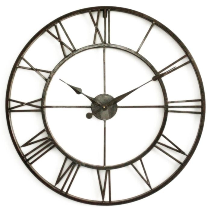 P&P Dark Brown Round 80cm Metal Wall Clock