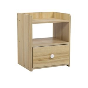 Wooden Nightstand Side Drawers Table - Wood Colour