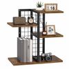 Advwin 4-Tier Wood Desktop Bookshelf with Adjustable Shelf, Versatile Desk Organizer with Metal Grid & Hooks Brown