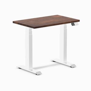 Desky Dual Mini American Rustic Pine Softwood Sit To Stand Desk 800x500mm White Frame