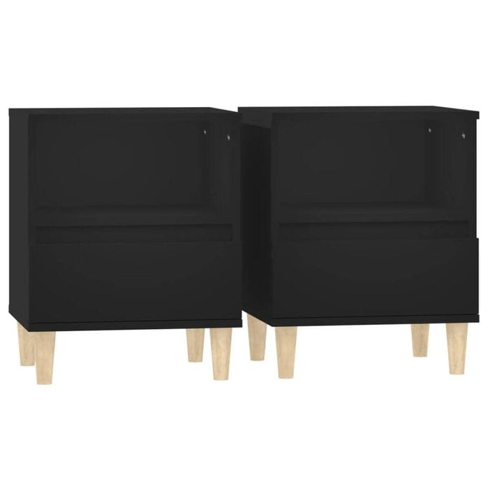 vidaXL 2x Bedside Cabinets Black Nightstand Bedroom End Table with Storage