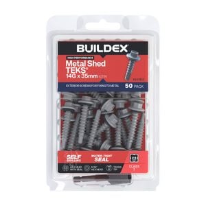 Buildex 14G x 35mm Class 3 Galvanised Shed TEKS Screws With Seal - 50 Pack