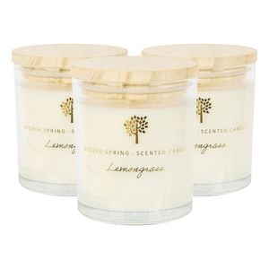 Soy Wax Scented Candles - 130g - Lemongrass - Pack of 3 - Fruity Fresh Glass Jars - Long Burn Summer Fragrance