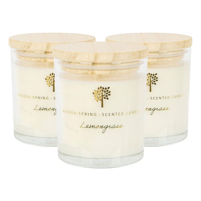 Soy Wax Scented Candles - 130g - Lemongrass - Pack of 3 - Fruity Fresh Glass Jars - Long Burn Summer Fragrance