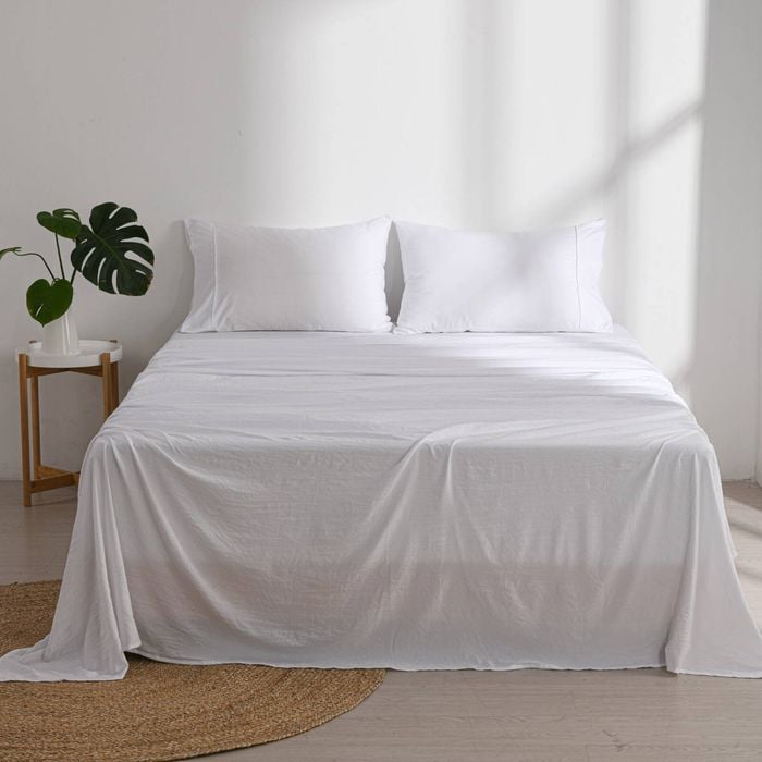 Dreamaker Superfine Washed Microfibre Sheet Set White Single Bed