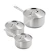 Vogue Stainless Steel Saucepan Set 3 Pack Cooking Pots Kitchen Cookware