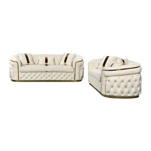 Elegant 3+2 Seater Sofa Set Plush Velvet Fabric in Beige Colour