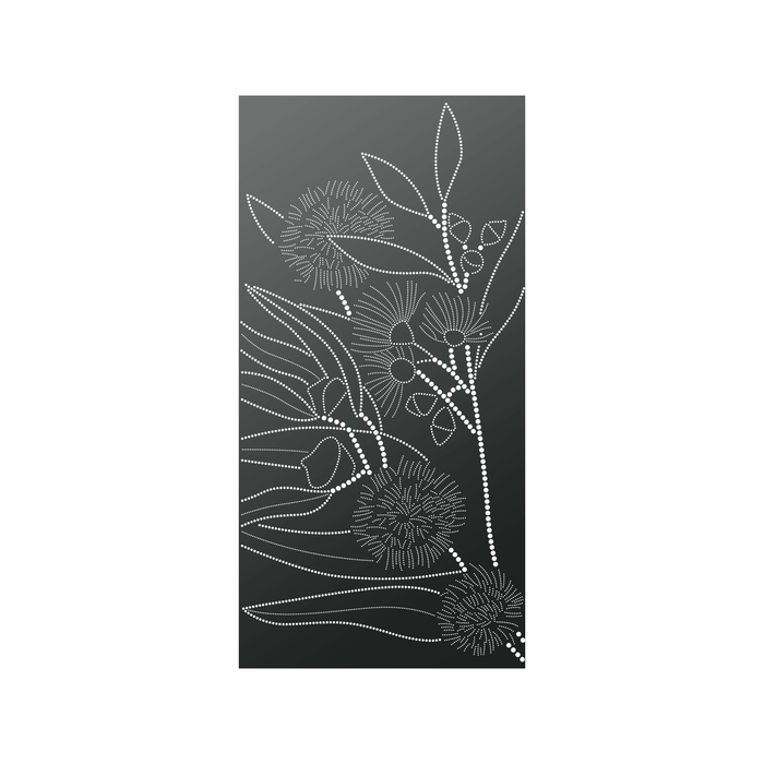 Walpix 1800 x 900 x 3mm Charcoal Flat Profile Eucalyptus Perforated Aluminium Decorative Screen