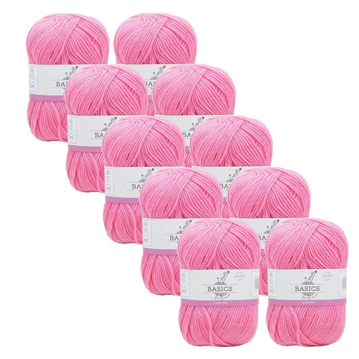 10x Malli Candy Pink Blend Basic 100g Knitting/crochet Yarn Acrylic/poly