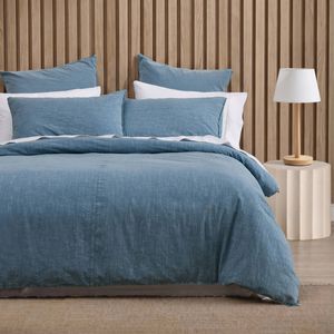 Dreamaker Ryder Denim Style Quilt Cover Set Mid Wash Indigo Blue Single Bed