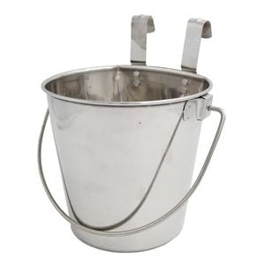 Zeez Stainless Steel Flat Sided Bucket Pail w/ Two Hooks 1.9L
