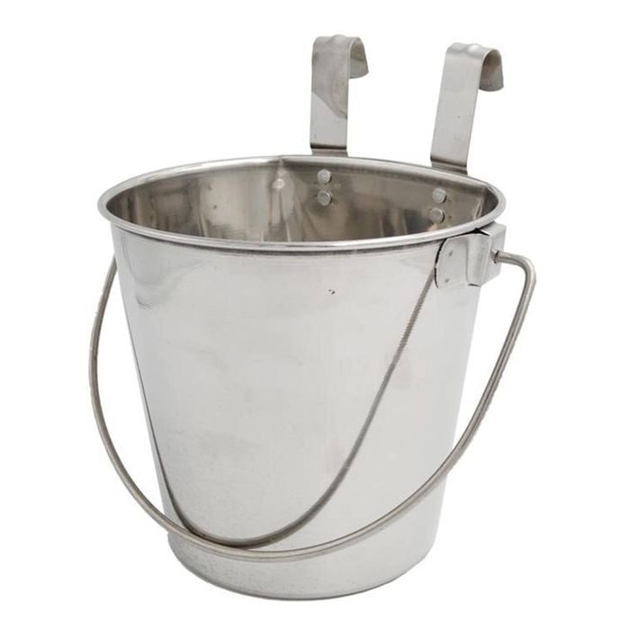Zeez Stainless Steel Flat Sided Bucket Pail w/ Two Hooks 1.9L