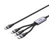 Unitek 1.5M 3-in-1 USB-C to Lightning USB-C Micro USB Multi Charging Cable PD 20W Black