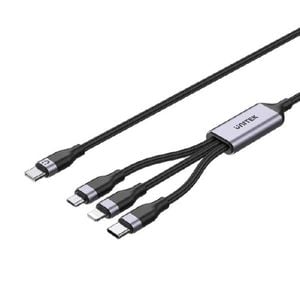 Unitek 1.5M 3-in-1 USB-C to Lightning USB-C Micro USB Multi Charging Cable PD 20W Black