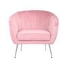 Arm Chair Light Pink Velvet Wooden Frame Iron Legs in Silver Colour