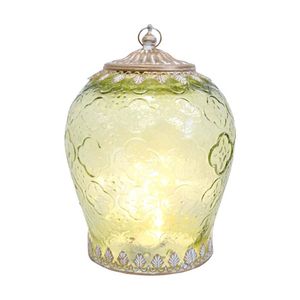 LVD Extra Large LED Foil Lantern/Candle Holder Apple Green/Gold 16x16x20.5cm