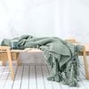 CottonMore Knitted Acrylic Blanket Bed Sofa Tassel Throw Rug Blanket 125x180cm - Olive