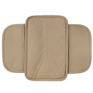 Catzon Waterproof Car Console Cover Leather Armrest Cushion With 2 Pockets-beige