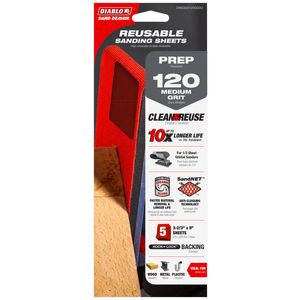 Diablo 93 x 229mm 120 Grit SandNET Sheet - 5 Pack