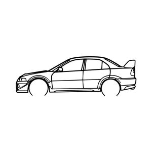 Ignite Laser Mitsubishi Lancer Evolution 6 Silhouette Metal Wall Art Coated Black 23.6inch/60cm