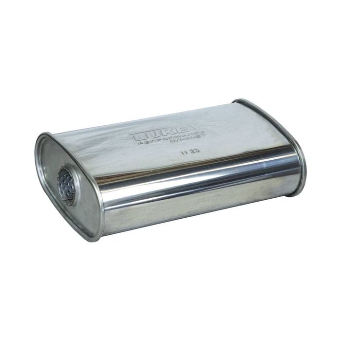 Lukey 2" Chambered Muffler Offset/centre - 8" X 4" Oval, 14" Long, 430 Ss