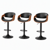 Artiss Bar Stools Set of 3 Adjustable Swivel Kitchen Wood PU Ambrus Black