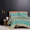 Amsons Pure Cotton Oasis King Bedspread Set - Green/Beige