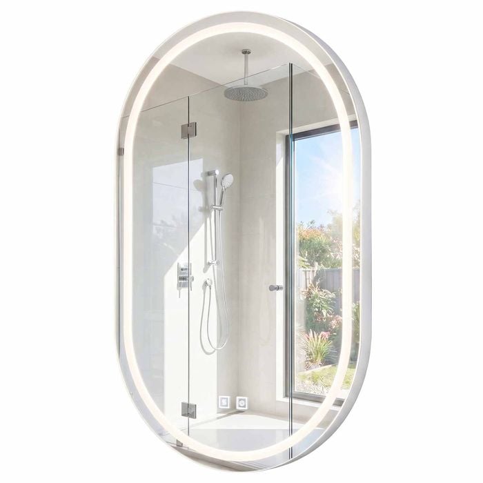Costway 80x50cm Oval LED Bathroom Mirror Wall Backlit Vanity Modern
