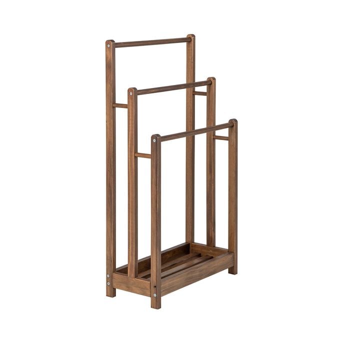 Costway Wooden Towel Rack 3-Tier Towel Holder w/Bottom Storage Shelf Coffee