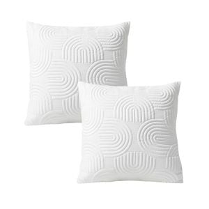 SOGA 2X 50cm White Textured Geometric Pattern Decorative Throw Pillow