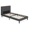 Ufurniture Single Bed Frame Base Fabric Upholstered Headboard Mattress Platform Grey