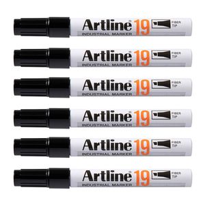 12pk Artline 19 Industrial Permanent Marker 5mm Chisel Nib Instant Dry Black