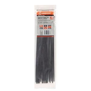 Crescent 300mm x 4.8mm Black Cable Ties - 25 Pack