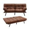 Costway Foam Couch Pu Leather Recliner Lounge Chair Adjustable Sofa Bed Brown