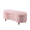 Oikiture Storage Ottoman Cashew Teddy Boucle Chest Bench Blanket Box Stool Pink
