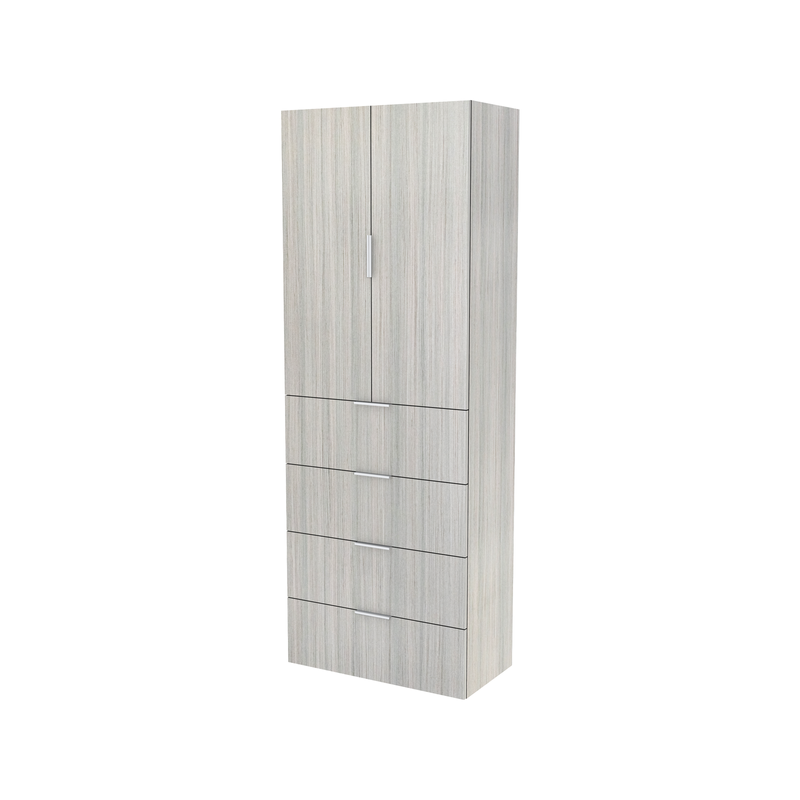 Lugna 2048 x 750 x 380mm Mist 3 Shelf 4 Drawers Double Door Storage Cabinet