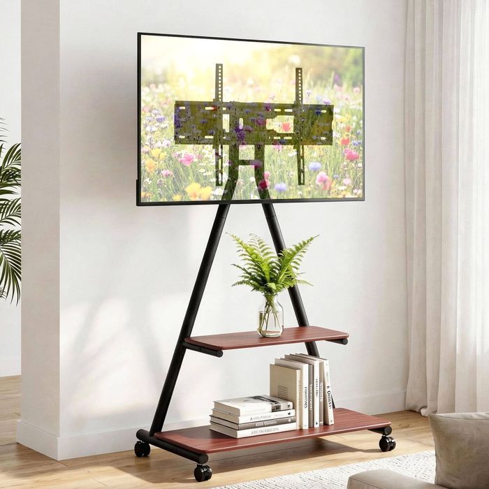 Artiss Mobile Tv Stand Rolling Cart Wheels 32-75" Heavy Duty 133kg Mount Bracket