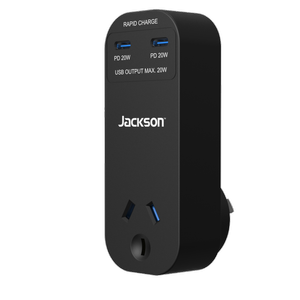 Jackson Black 1 Outlet USB-C 30W Wall Adaptor Plus Jackson USB-C To Lightning 1.5m TPE Cable With Velcro Wrap Bundle Pack