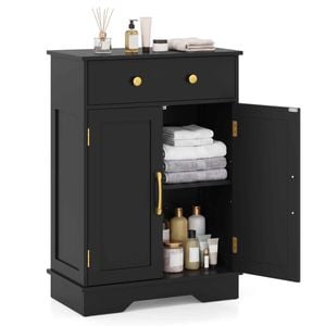 Costway Storage Cabinet Adjustable Buffet Sideboard Coffee Bar Cabinet Black