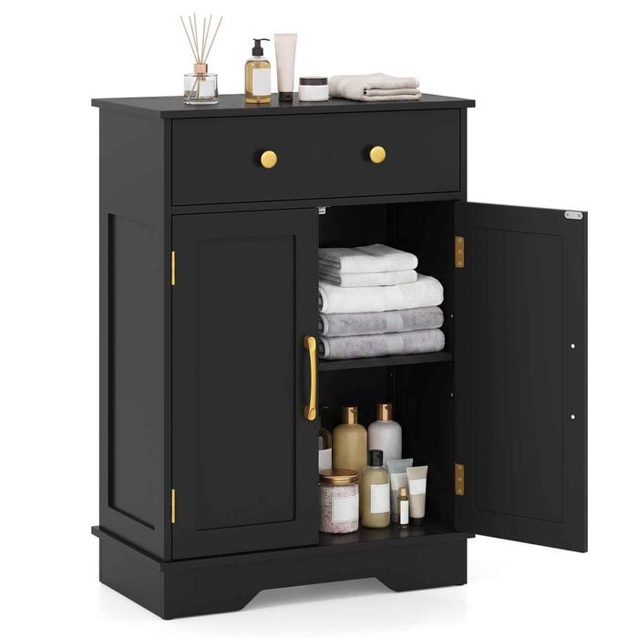 Costway Storage Cabinet Adjustable Buffet Sideboard Coffee Bar Cabinet Black