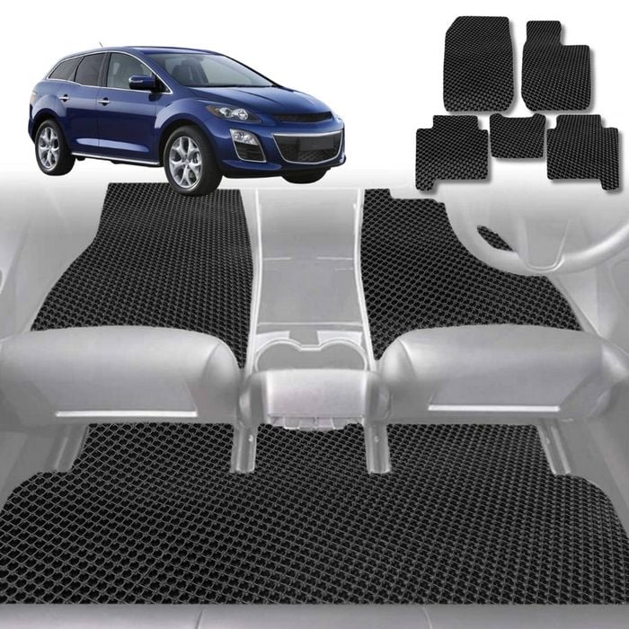 6D Diamond Car Floor Mats for Mazda CX-7 2006-2012-Full Set-Black-Outback GT