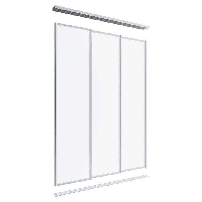 Lugna 2400 X 1800mm Clear Anodised Optiglass Panels Wardrobe Triple Sliding Doors