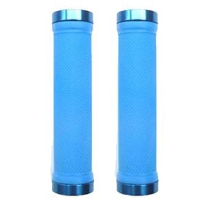 Trigram Lock-on Bike Grips Kraton Rubber 130mm with 2 side lock rings Blue