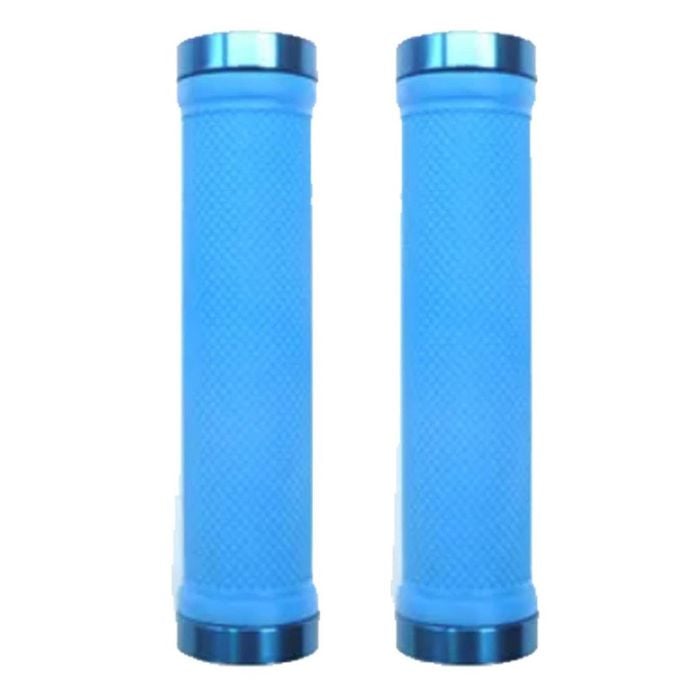 Trigram Lock-on Bike Grips Kraton Rubber 130mm with 2 side lock rings Blue